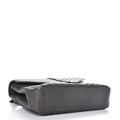Saint Laurent Sheepskin Matelasse Chevron Monogram Large College Satchel Dark Anthracite 4 of 8