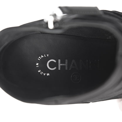 Chanel Satin Crystal CC Short Boots 37 Black 6 of 13