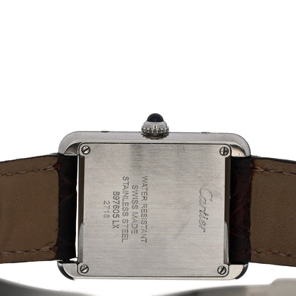 Cartier Stainless Steel Alligator 24mm Tank Solo Quartz Watch Burgundy 4 of 5