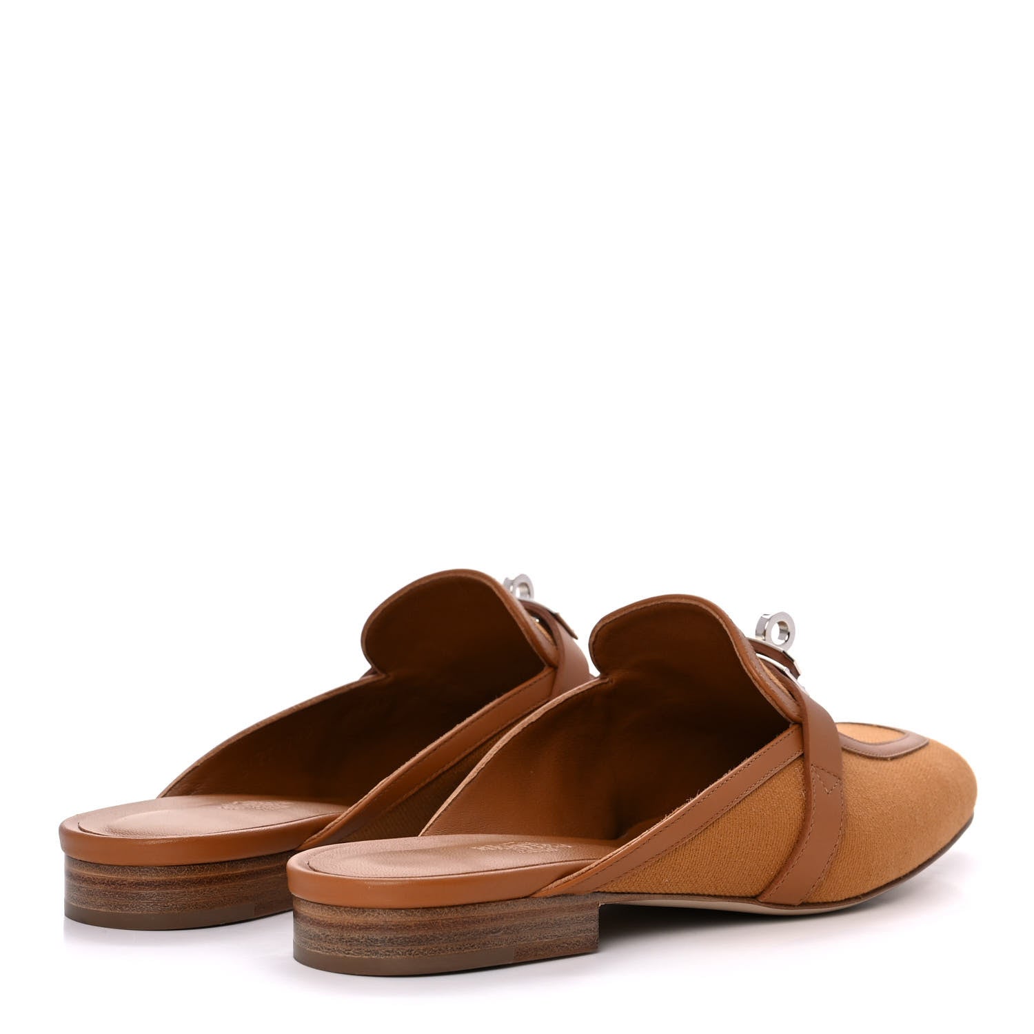 Hermes Cotton Canvas Calfskin Oz Mules 37 Naturel Beige Dore 4 of 9