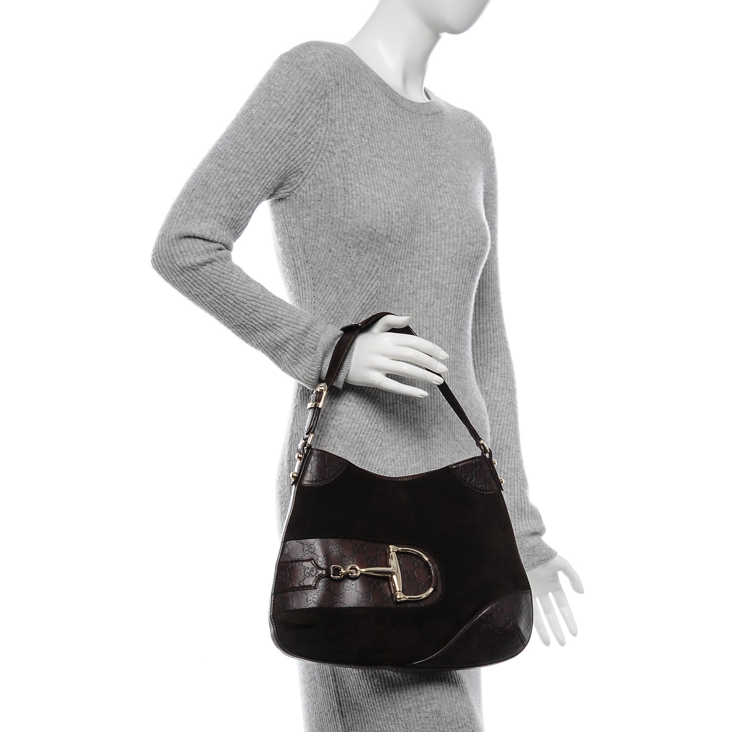 Gucci Guccissima Suede Hasler Hobo Dark Brown 2 of 8