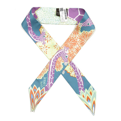 Hermes Silk The Three Graces Twilly Canard Mauve Jaune Fluo 1 of 3