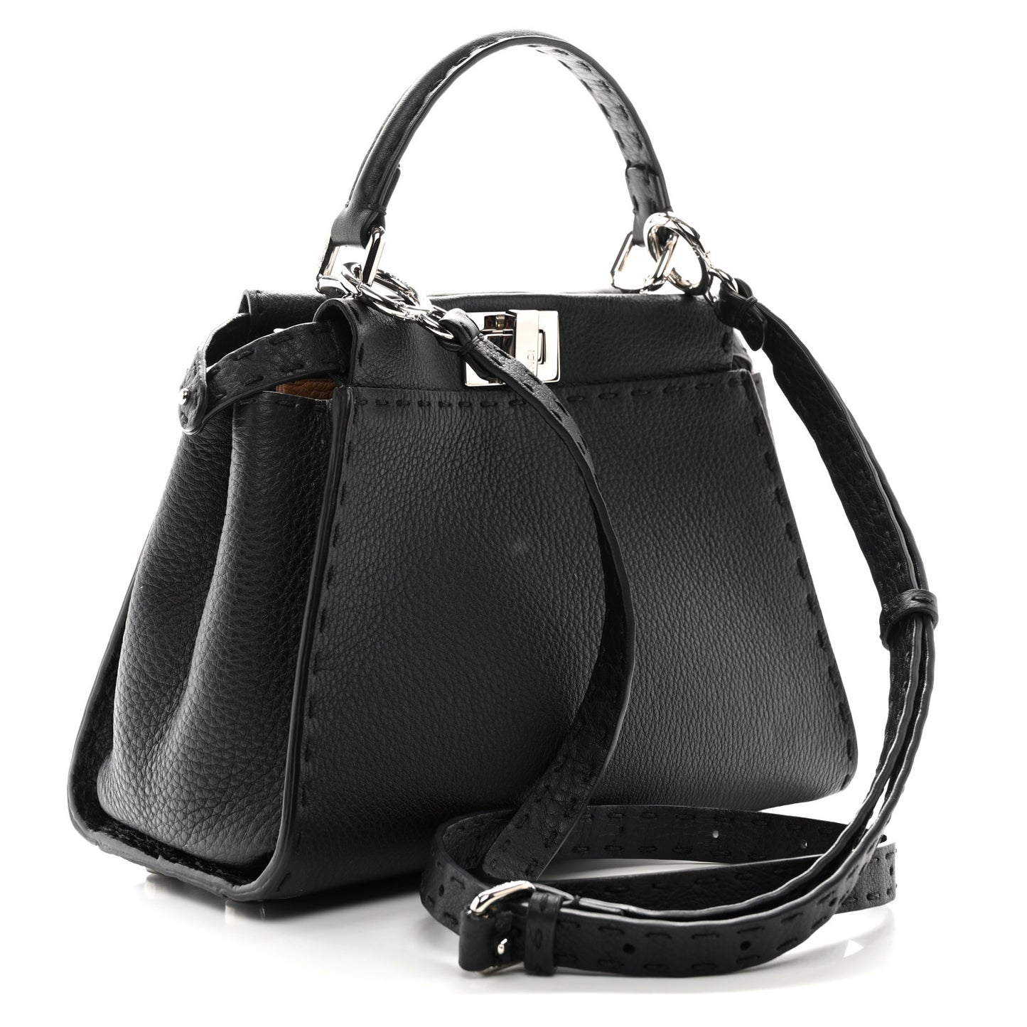 Cuoio Romano Selleria Bi-Color Mini Peekaboo Iconic Satchel Black Mou