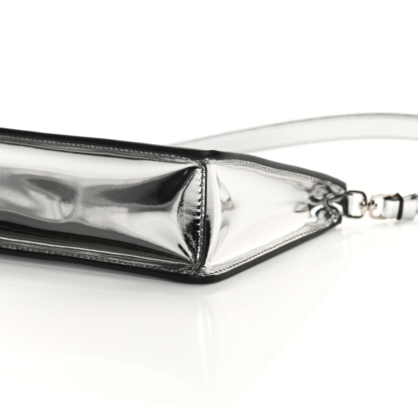 Spazzolato Metal Triangle Logo Triangle Patterned Mini Shoulder Bag Argento
