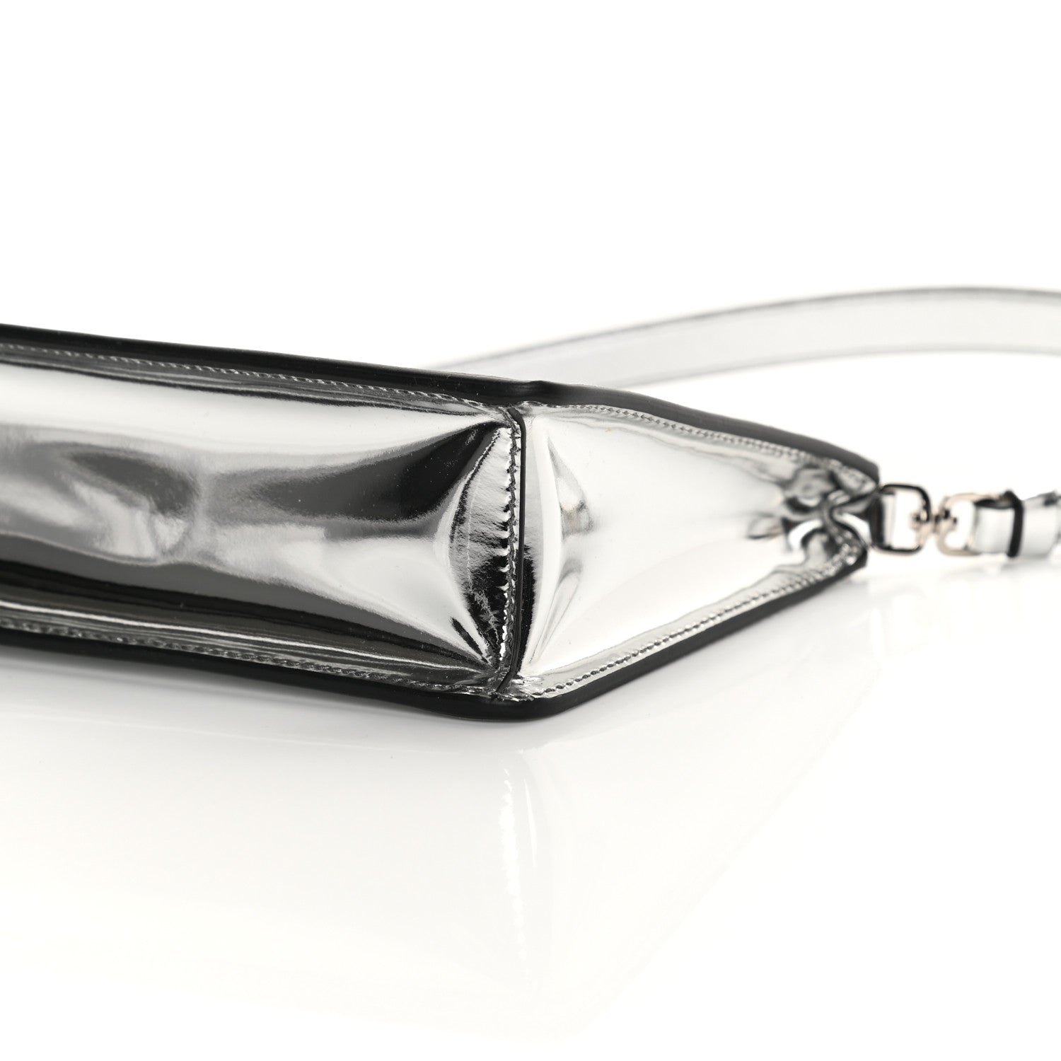 Prada Spazzolato Metal Triangle Logo Triangle Patterned Mini Shoulder Bag Argento 8 of 8