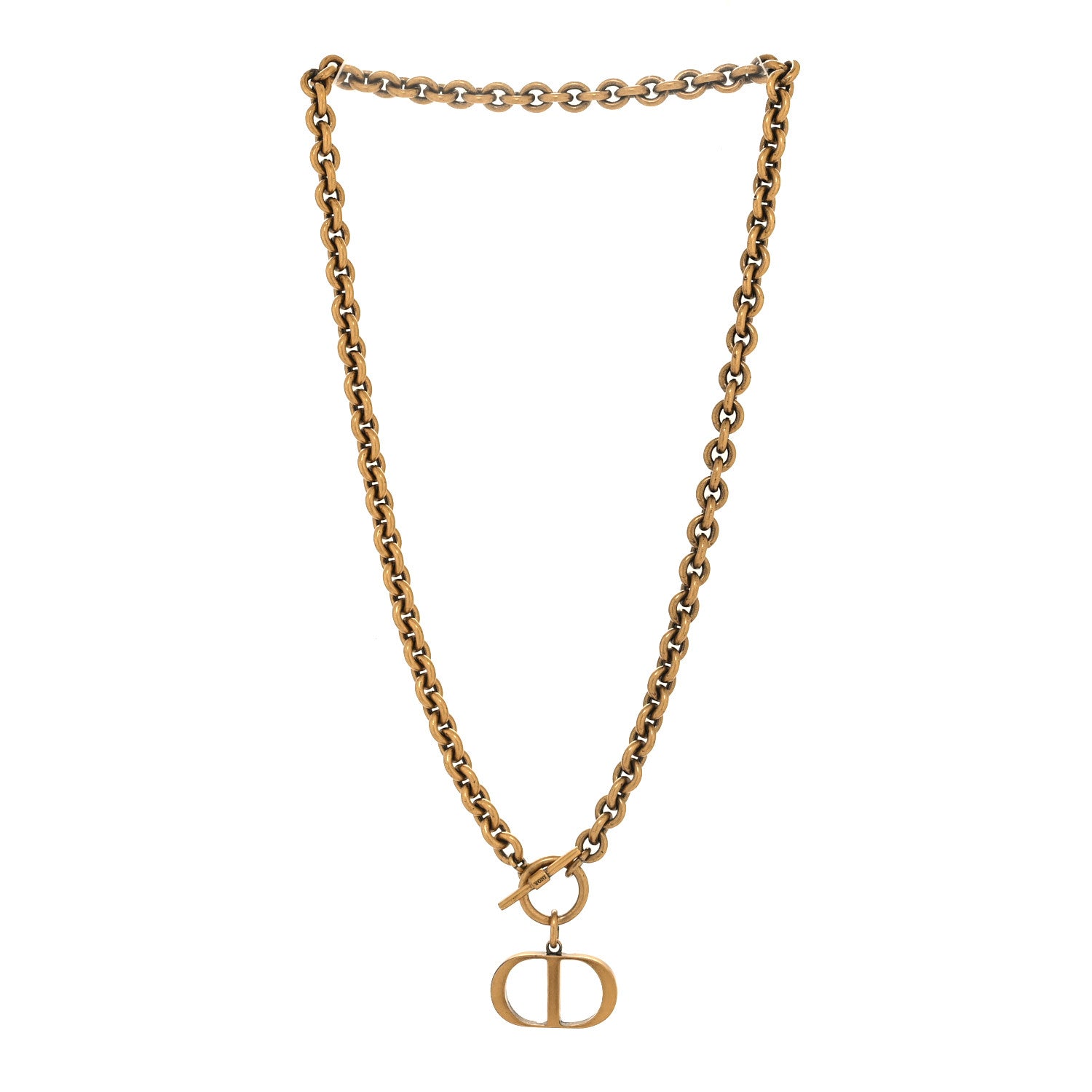 Christian Dior Metal 30 Montaigne Necklace Aged Gold 1623752