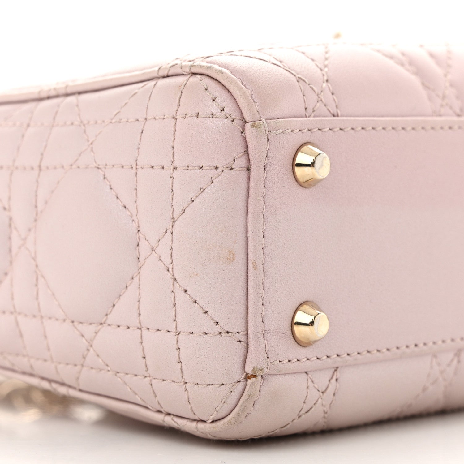 Christian Dior Metallic Lambskin Cannage Mini Lady Dior Lotus 9 of 12