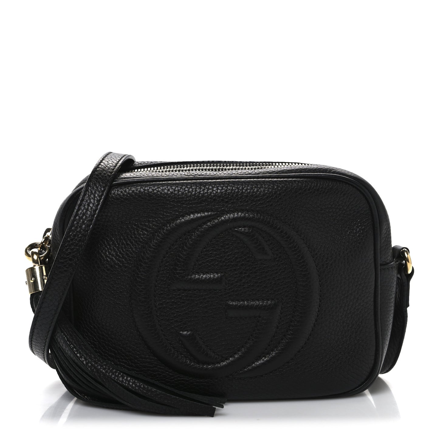 Pebbled Calfskin Small Soho Disco Bag Black
