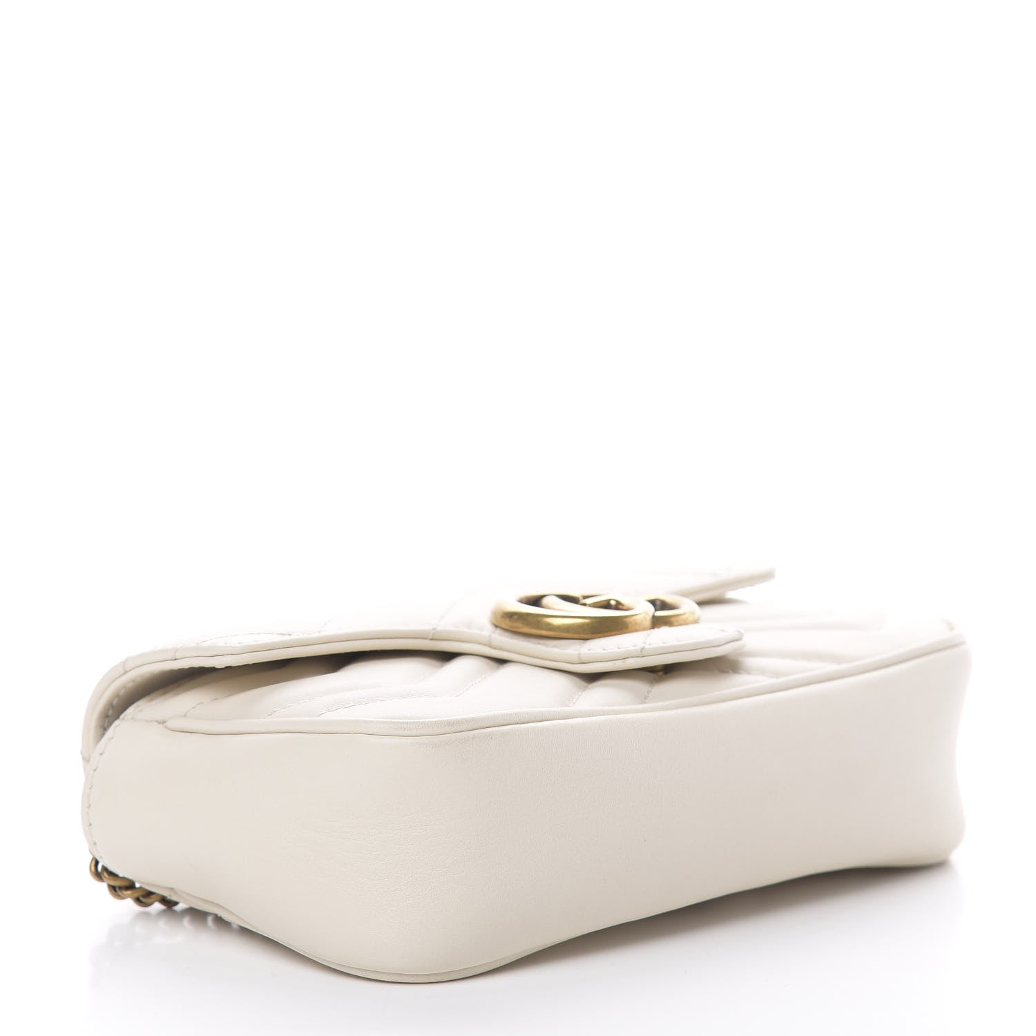 Gucci Calfskin Matelasse Super Mini GG Marmont Shoulder Bag White 4 of 11