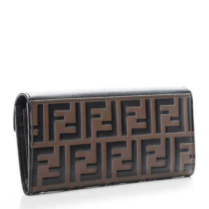 Fendi Vitello Cruise F is Fendi Bi-Color FF 1974 Embossed Continental Envelope Wallet Maya Black 3 of 11