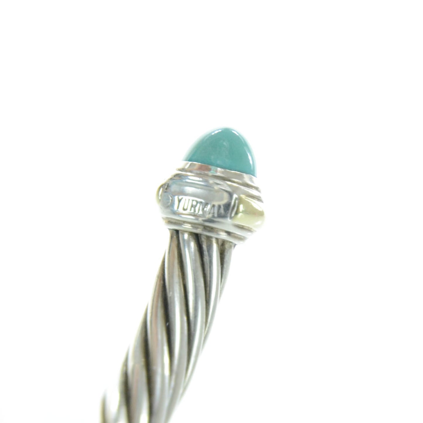 Sterling Silver and 14k Gold Turquoise Cable Cuff