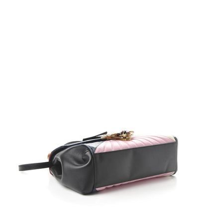 Gucci Calfskin Bamboo Trapuntata Queen Margaret Top Handle Bag Blue Agata Hibiscus Red Mystic White Sugar Pink 5 of 11