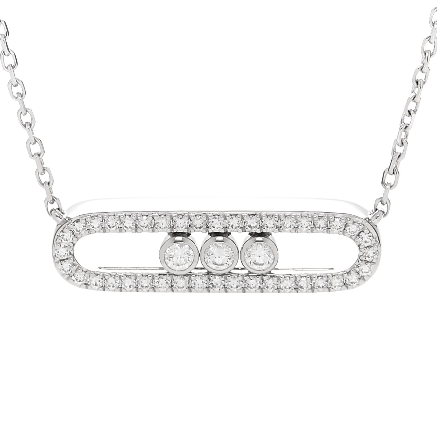 18K White Gold Diamond Baby Move Pave Necklace