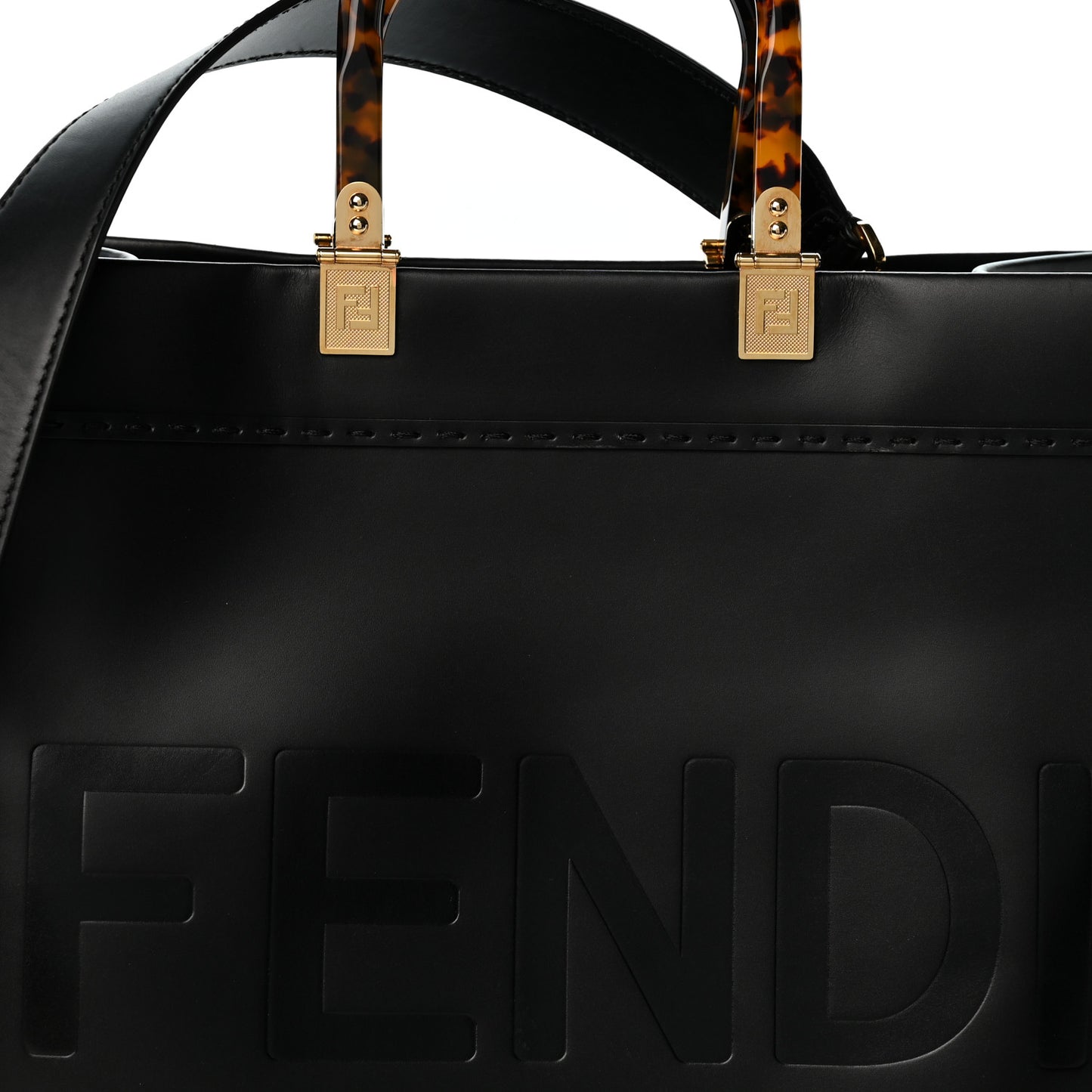 Vitello King Plexiglass Medium Fendi Sunshine Shopper Tote Black