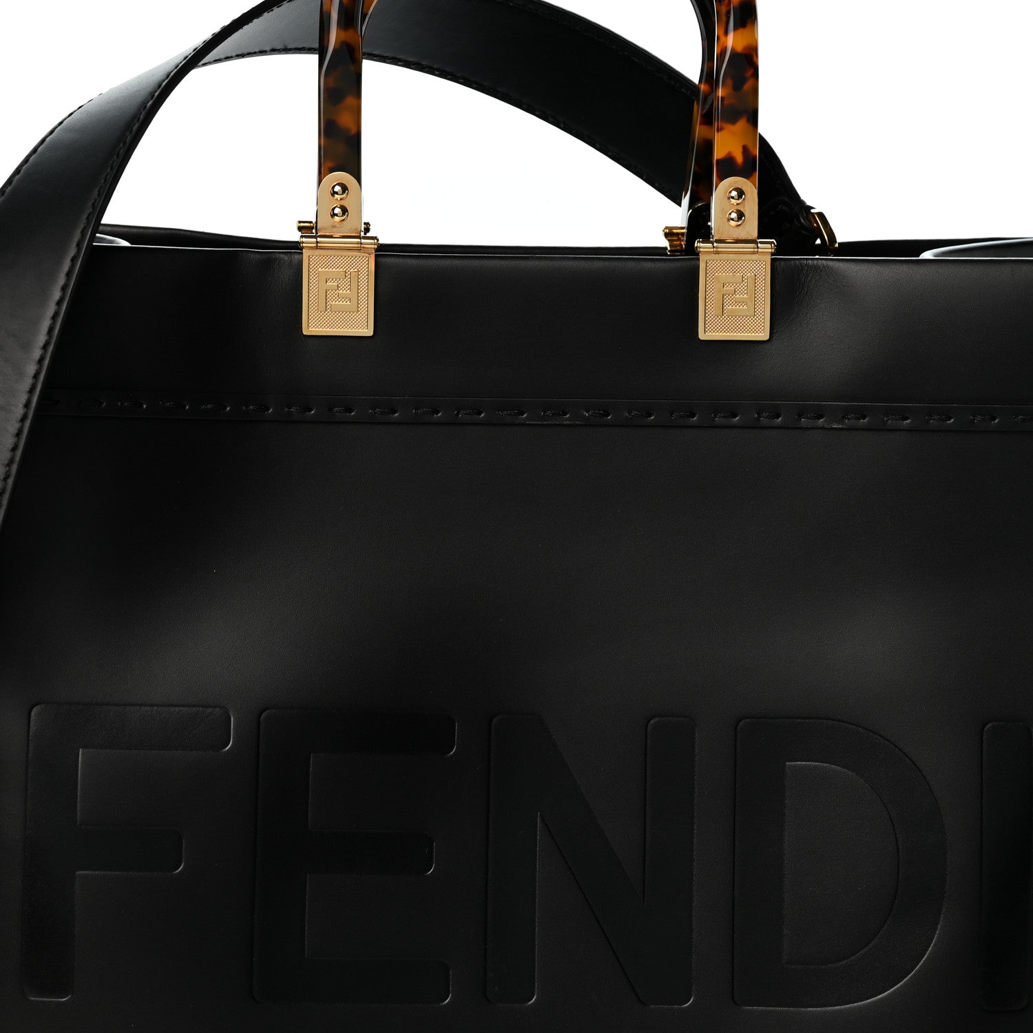 Fendi Vitello King Plexiglass Medium Fendi Sunshine Shopper Tote Black 8 of 14