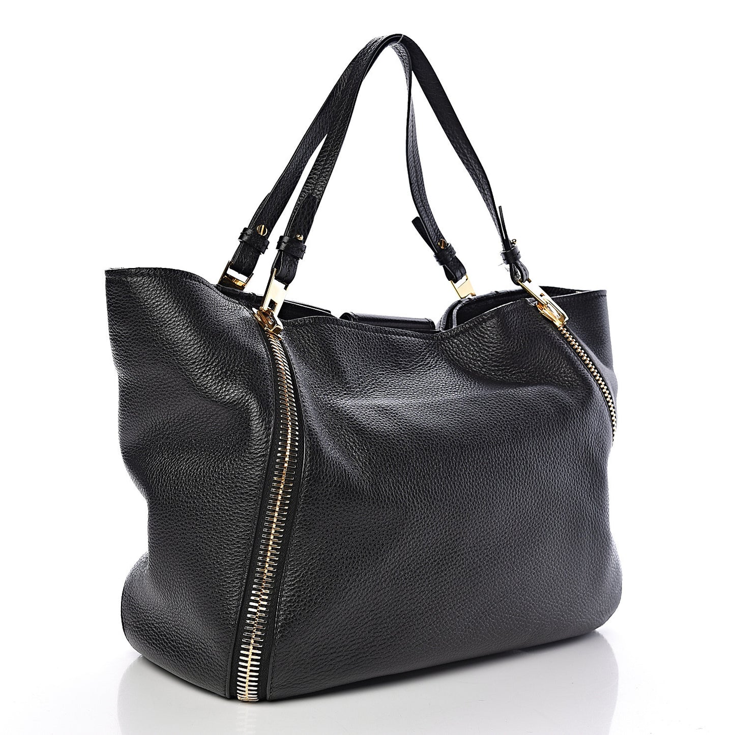 Grained Calfskin Sedgwick Medium Zipper Tote Black