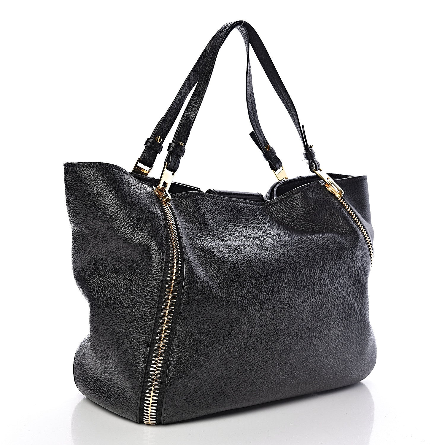 Tom Ford Grained Calfskin Sedgwick Medium Zipper Tote Black 3 of 9