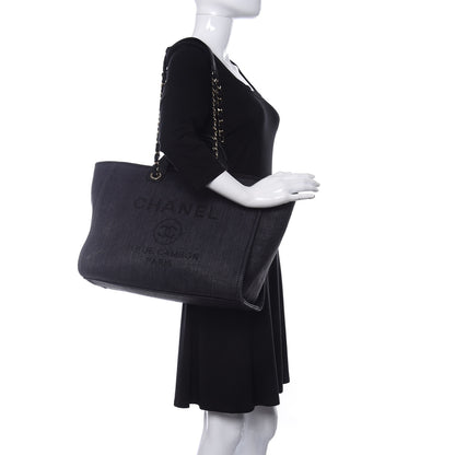 Chanel Mixed Fibers Calfskin Medium Deauville Tote Black 2 of 11