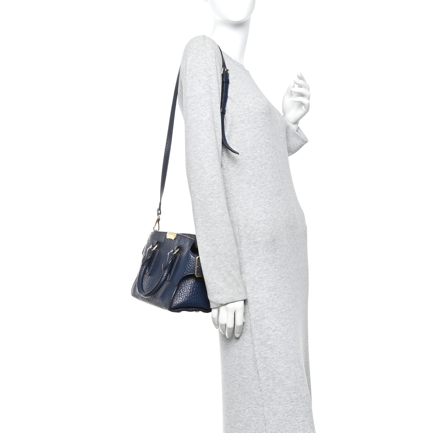 Signature Grain Small Clifton Bag Navy Blue