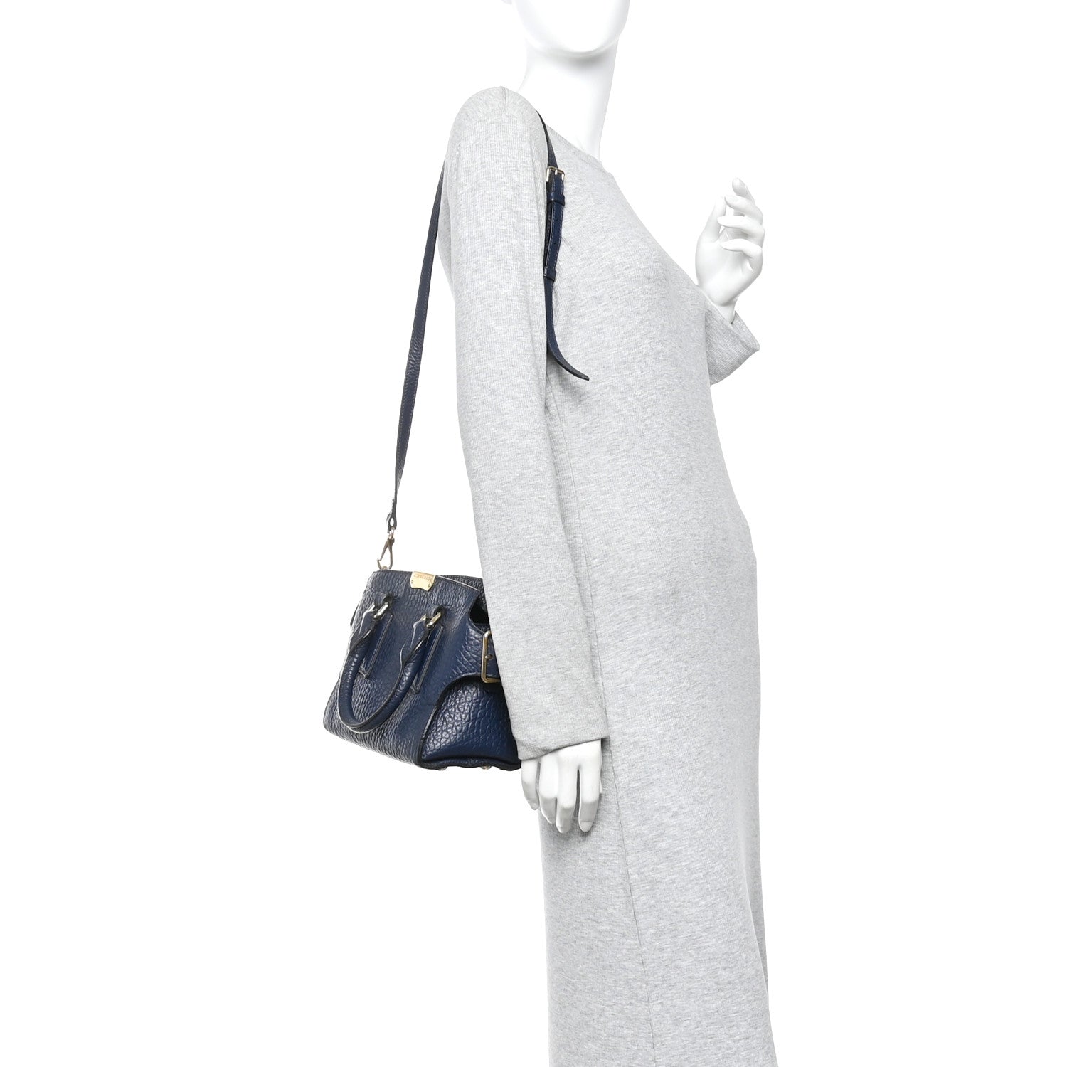 Burberry Signature Grain Small Clifton Bag Navy Blue 2 of 14