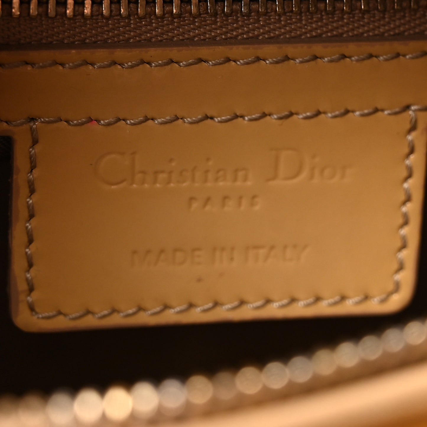 Patent Cannage Medium Lady Dior Beige
