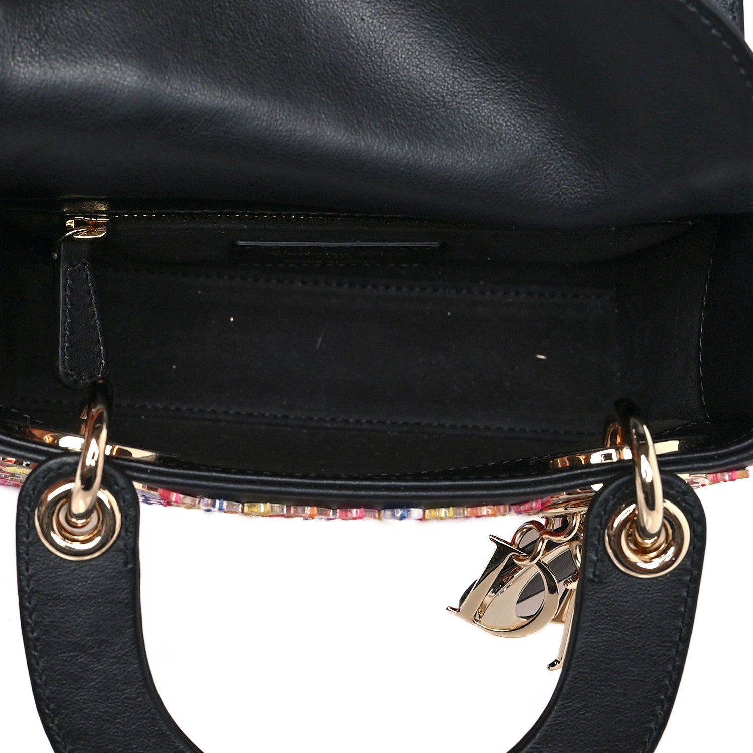 Christian Dior Sequin Calfskin Mini Lady Dior Black Multicolor 7 of 10