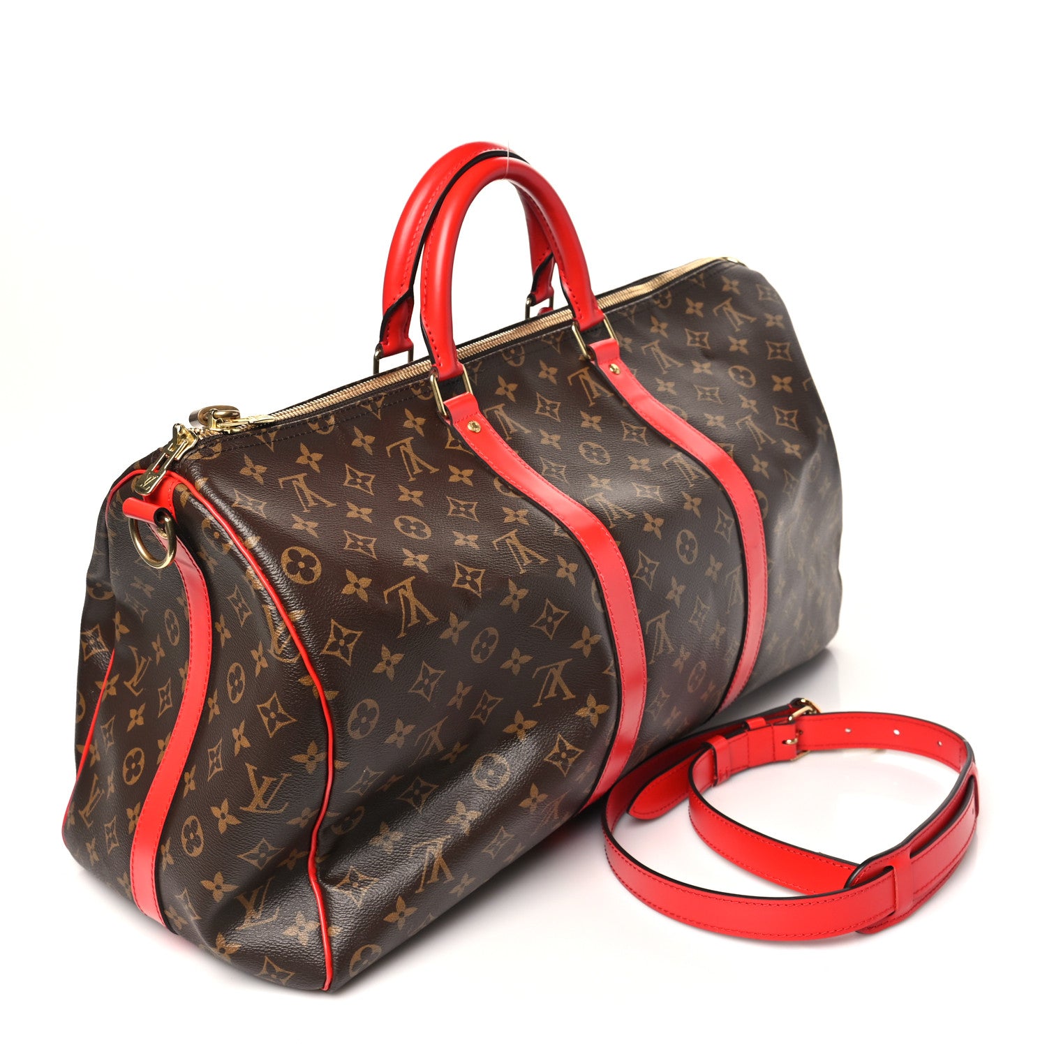 Louis Vuitton Calfskin Monogram Keepall Bandouliere 50 Coquelicot 2 of 10