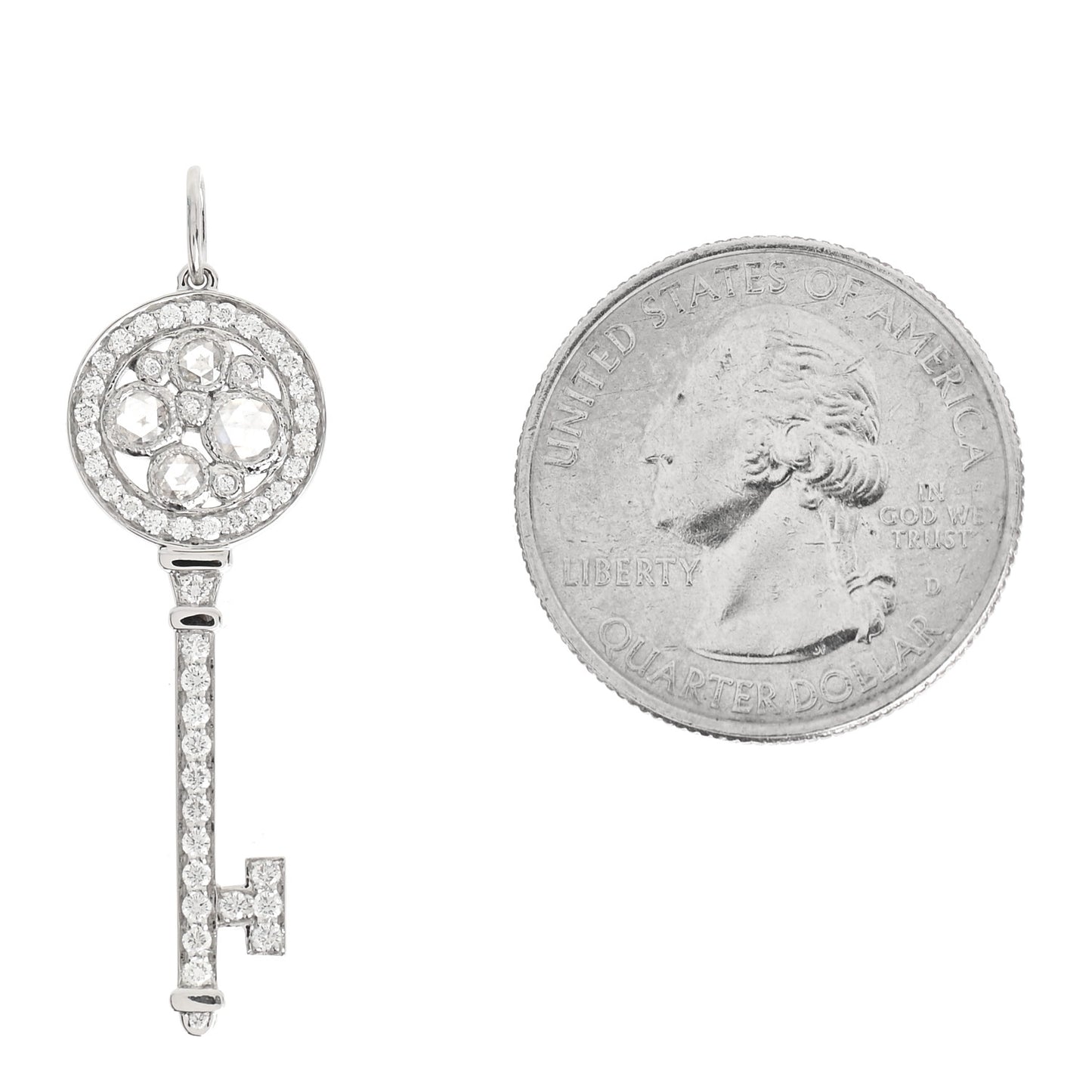 Platinum Diamond Cobblestone Key Pendant