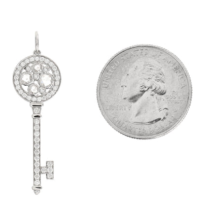 Tiffany Platinum Diamond Cobblestone Key Pendant 2 of 5