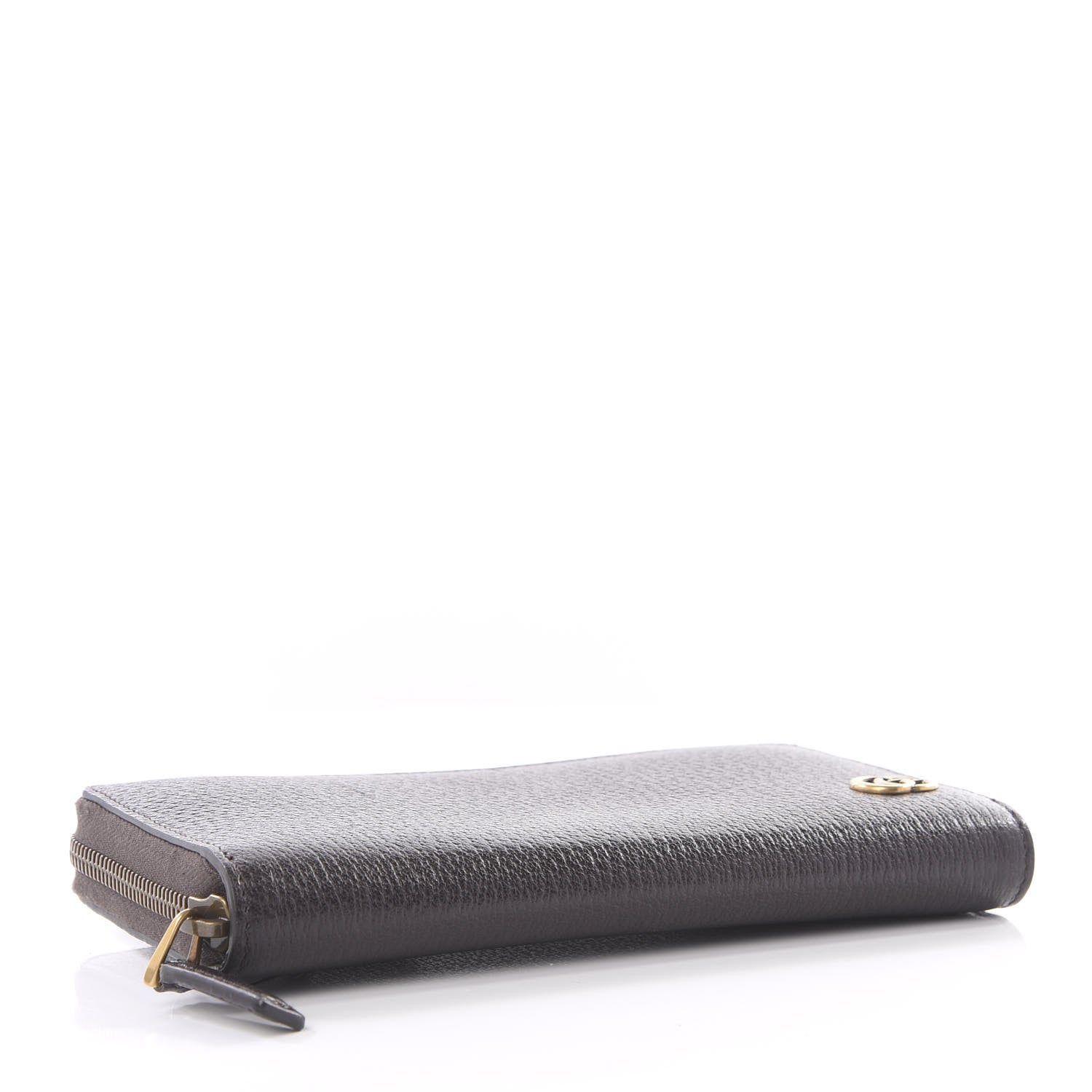Gucci Dollar Calfskin Boar Effect GG Marmont Zip Around Wallet Dark Cocoa 3 of 7