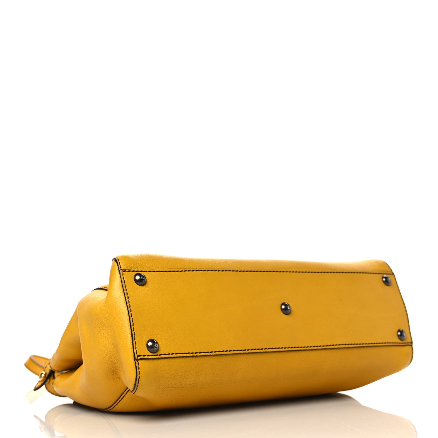 Fendi Vitello Zucca Large Peekaboo Iconic Satchel Yellow Tobacco 4 of 8