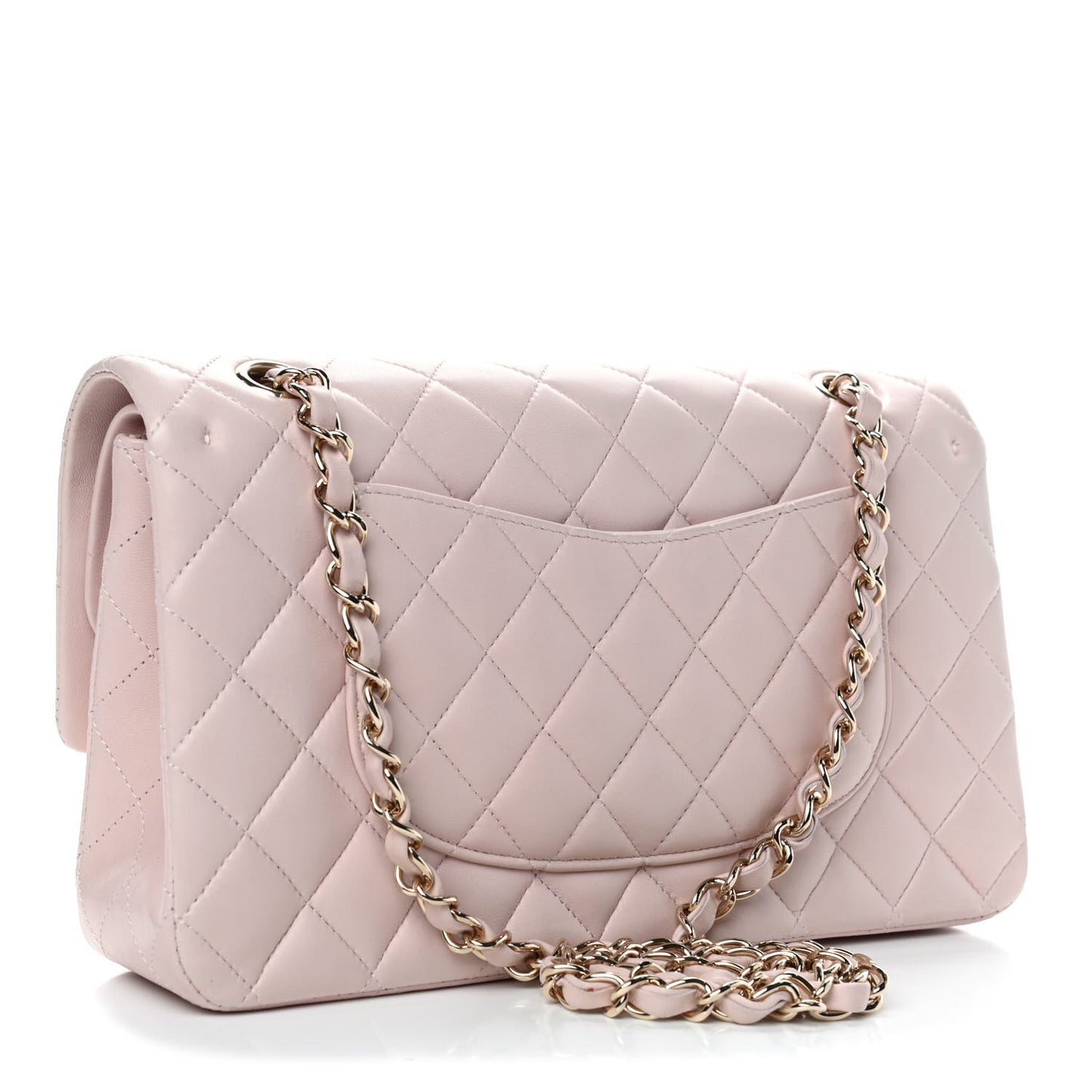 Lambskin Quilted Medium Double Flap Light Pink