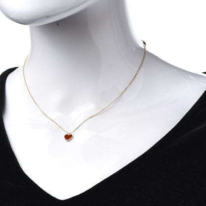 Van Cleef & Arpels 18K Rose Gold Carnelian Sweet Alhambra Heart Pendant Necklace 2 of 7