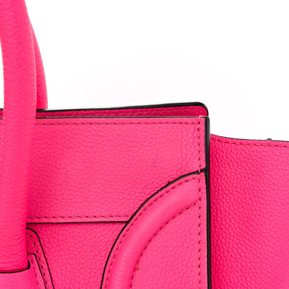 Celine Drummed Calfskin Mini Luggage Fluo Pink 11 of 14