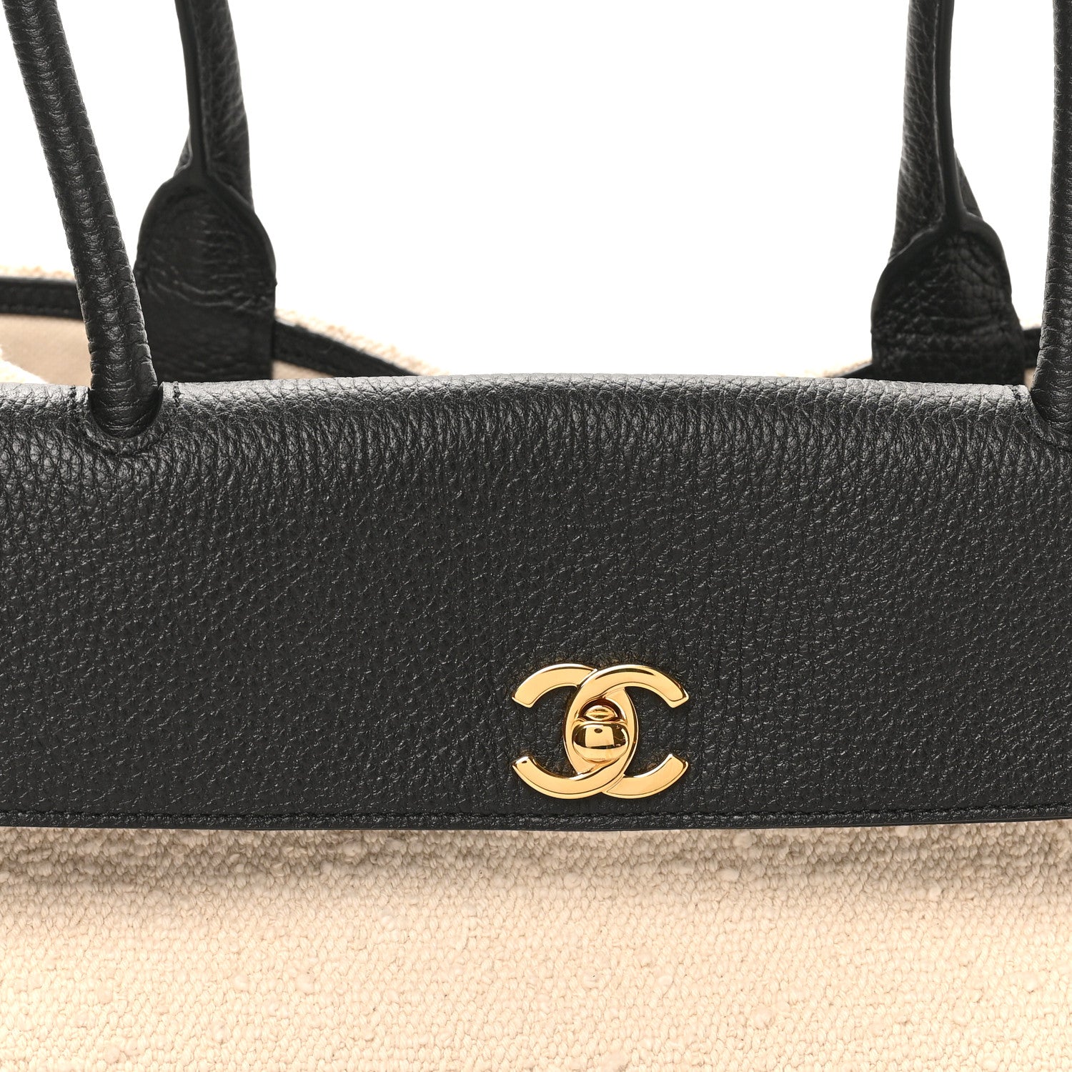 Chanel Grained Calfskin Boucle Urban Essentials Small Shopping Bag Ecru Black 7 of 9