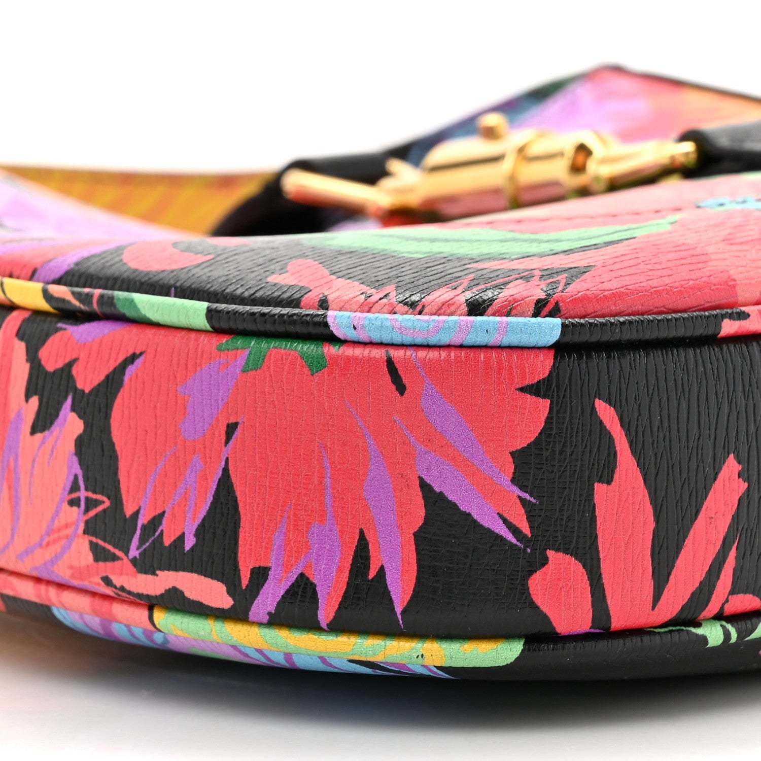 Gucci X KEN SCOTT New Shangai Calfskin Jenny Floral Print Small Jackie 1961 Hobo Black Pink 10 of 10
