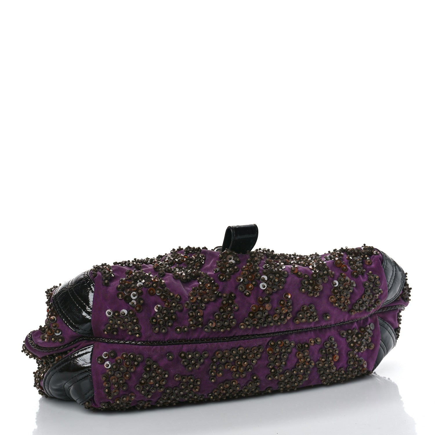 Fendi Patent Crispe Satin Sequins Zucca Studded Spy Purple Brown 4 of 9