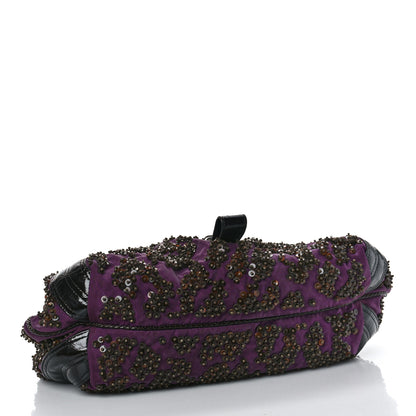 Fendi Patent Crispe Satin Sequins Zucca Studded Spy Purple Brown 4 of 9