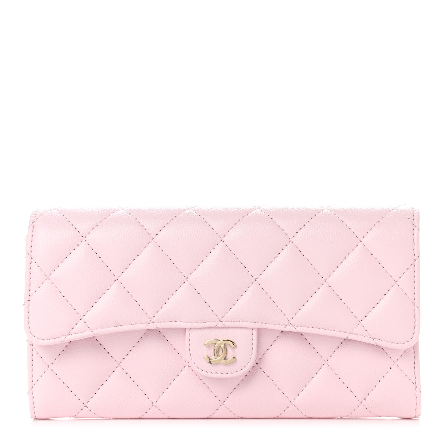 Chanel Caviar Quilted Large Gusset Flap Wallet Light Pink 1 of 9