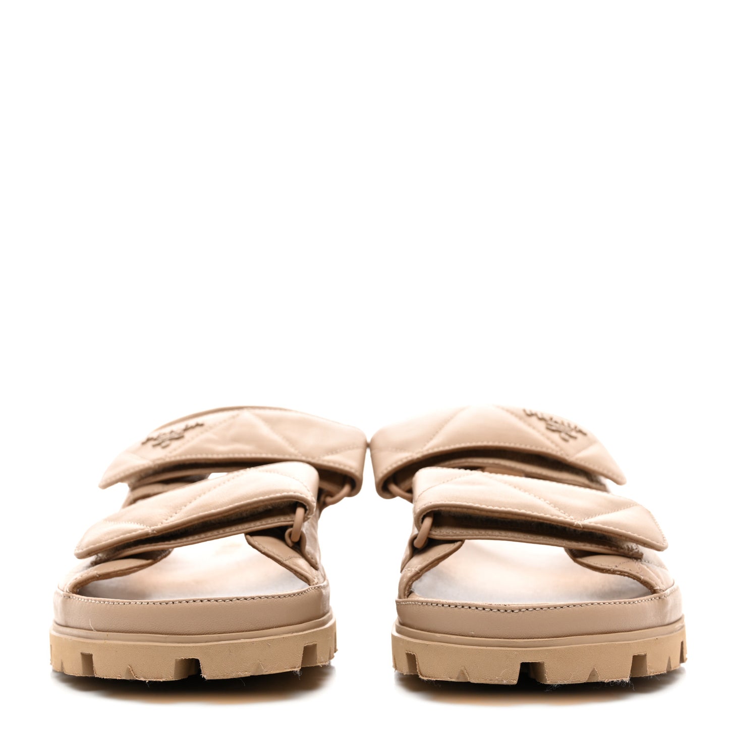 Nappa Quilted Padded Slingback Sandals 38.5 Sabbia