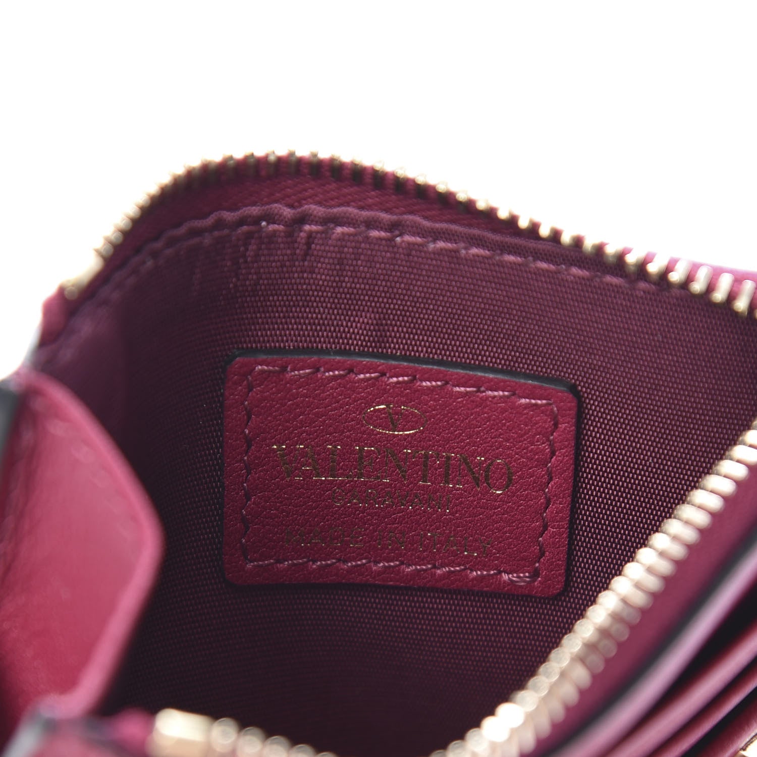 Valentino Garavani Calfskin Rockstud Coin Case Card Holder Fuchsia 6 of 6