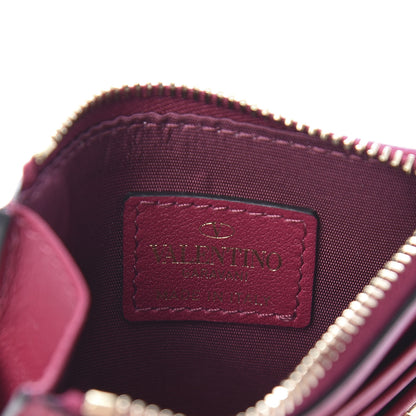 Valentino Garavani Calfskin Rockstud Coin Case Card Holder Fuchsia 6 of 6