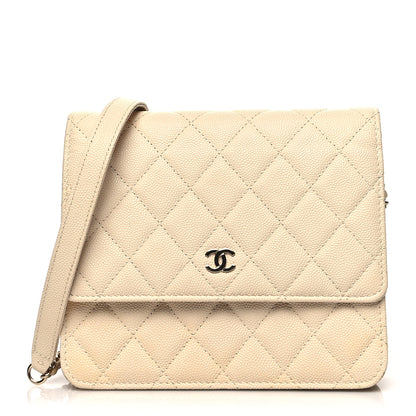 Chanel Caviar Quilted Square Wallet On Chain WOC White 1 of 13