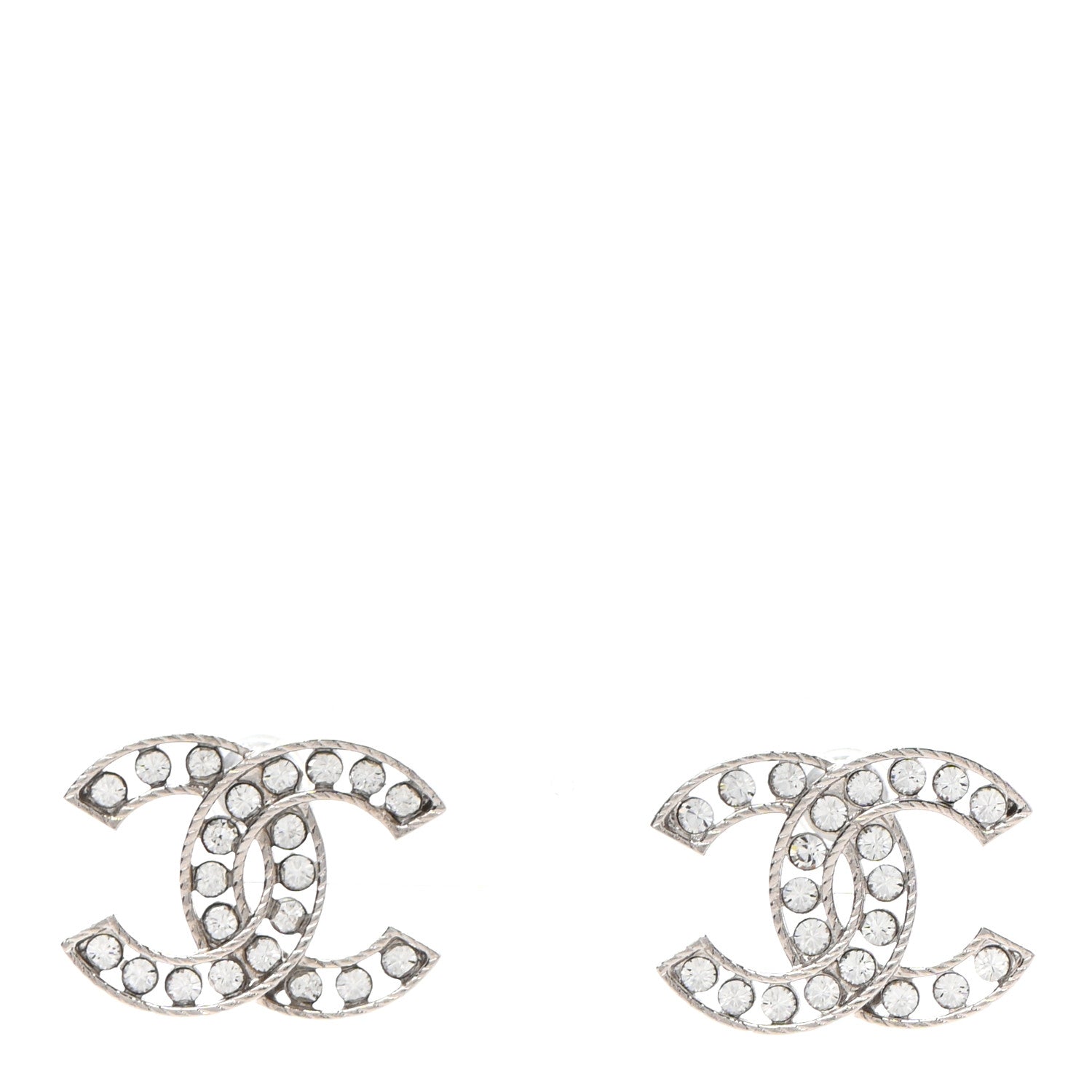 Chanel Crystal CC Earrings Silver 1 of 4