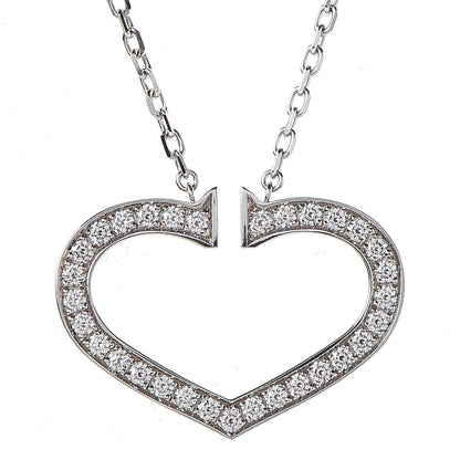 Cartier 18K White Gold Diamond Large Hearts and Symbols Pendant Necklace 4 of 8