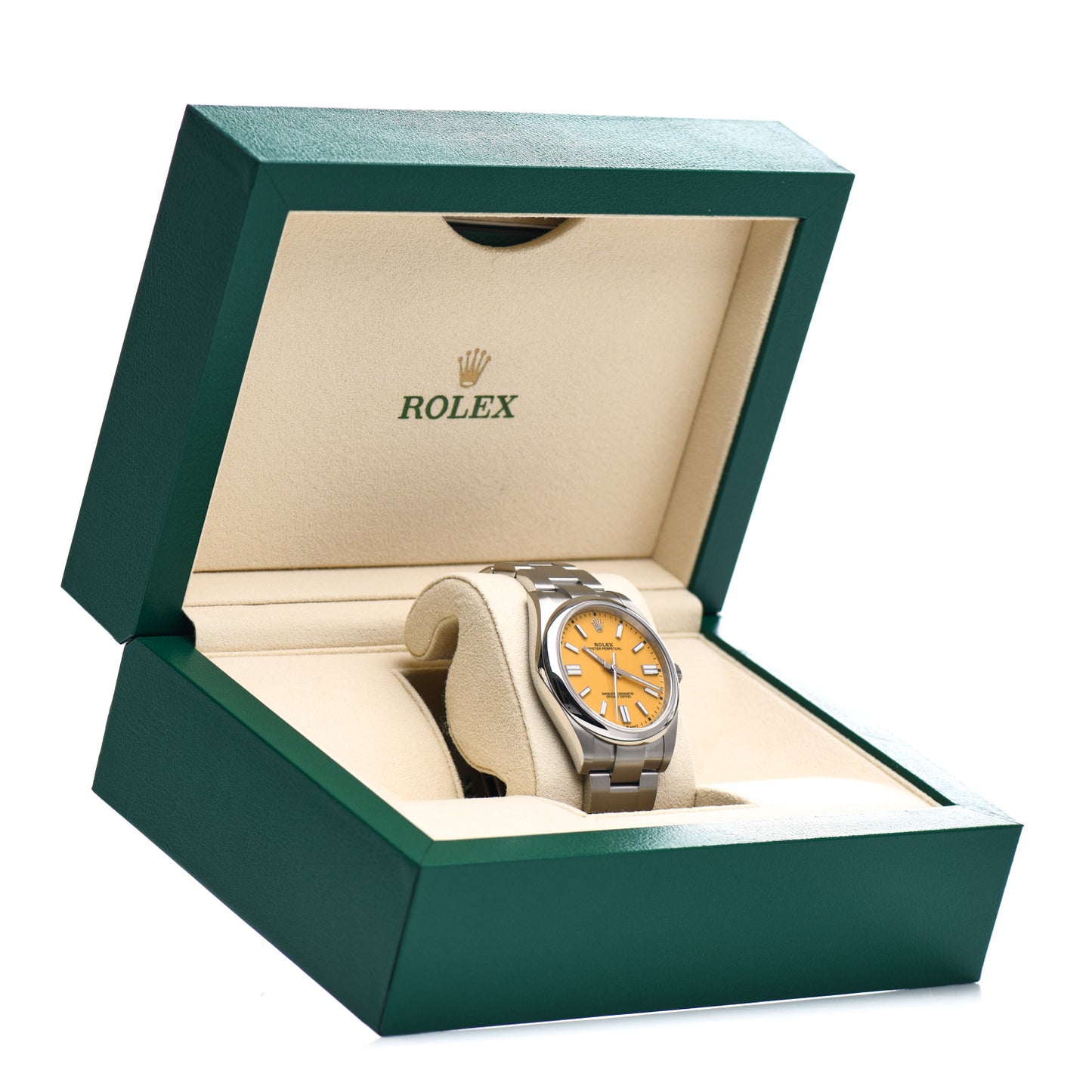 Stainless Steel 41mm Oyster Perpetual Watch Yellow 124300