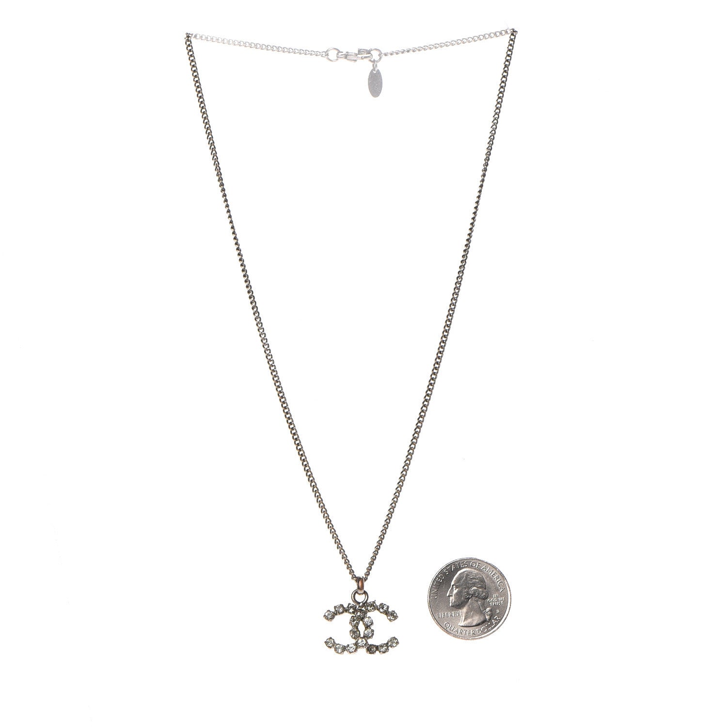 Chanel Baguette Crystal CC Necklace Light Gold 3 of 7