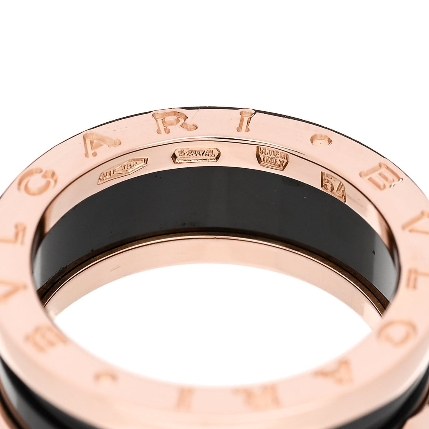 18K Rose Gold Black Ceramic B.Zero1 Two-Band Ring 54 7