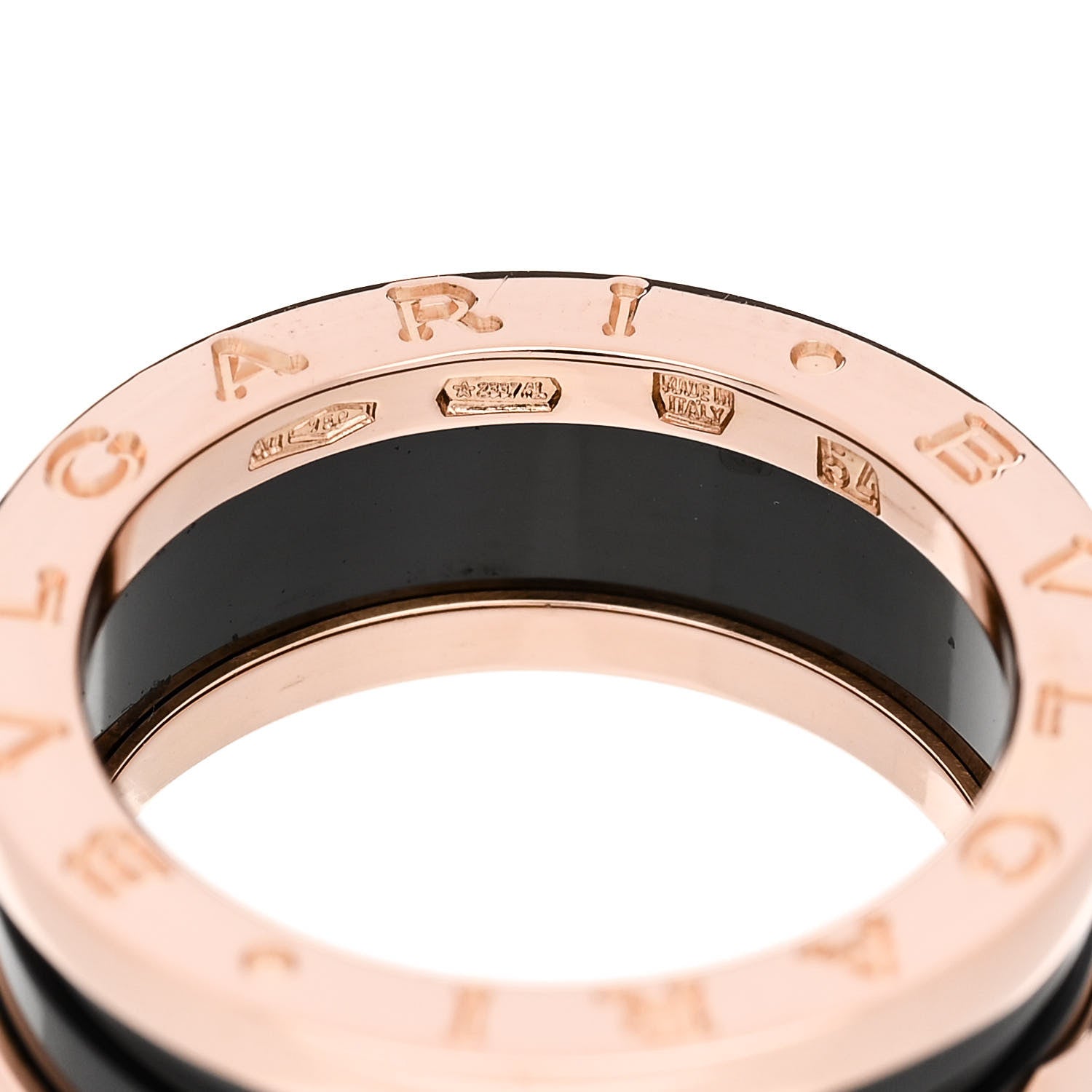 Bulgari 18K Rose Gold Black Ceramic B.Zero1 Two-Band Ring 54 7 4 of 6