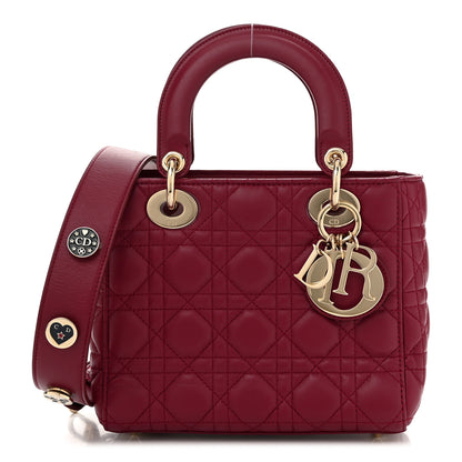 Christian Dior Lambskin Cannage Small Lucky Badges My Lady Dior Scarlet Red 1 of 10